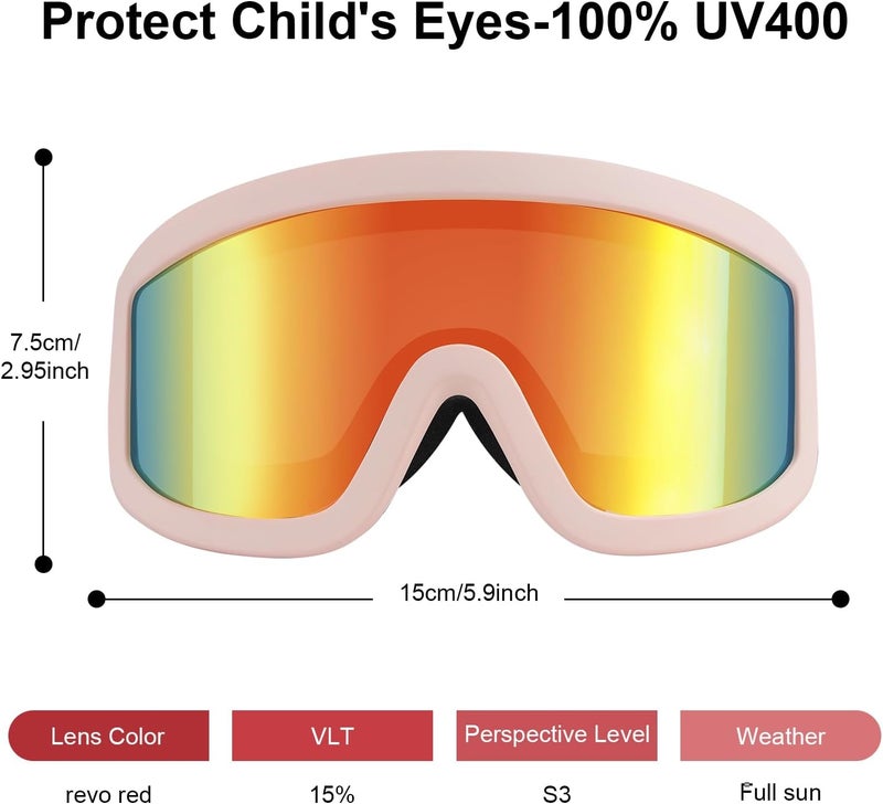YooxArmor OTG Kids Ski Goggles Kids Snowboard Goggles for Boys Girls Toddler Youth Kid Snow Goggles Anti-Fog UV400 Protection - Image 3